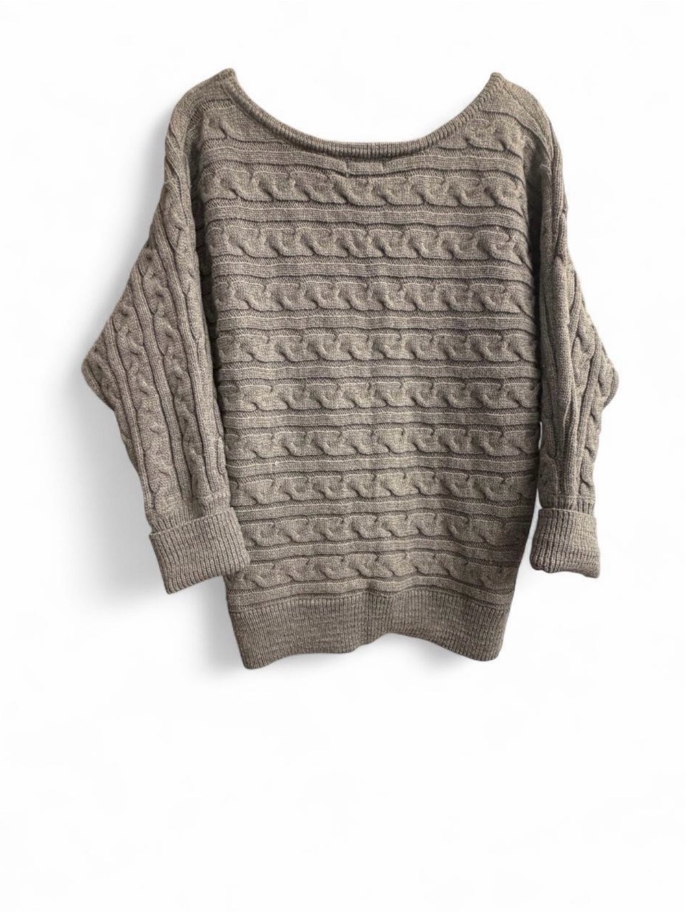 Fashion Nova Taupe Cable-Knit Off-the-Shoulder Sweater set with Leggings